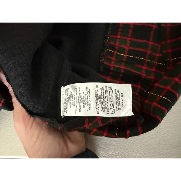 LOFT Women's Ruffle Christmas Tartan Plaid Collar Black Cable Knit Sweater Small - Picture 6 of 6